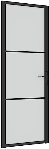 vidaXL Puerta Interior Corredera Entrada Corrediza Deslizante Cuarto de Baño Sala de Estar Salón Habitación de Vidrio y Aluminio Negro Mate