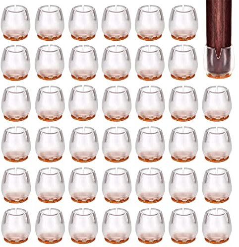 48 Pièces Chaise Casquettes 12mm-17mm Protection Pied de Patin Chaise Silicone Protection Plaquettes de Pieds de Meubles Chaise Jambe Caches Protecteurs de Sol pour Pieds Ronds