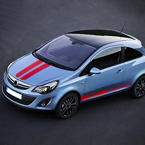 ACSUZ Auto Aufkleber, für Opel Corsa C D E F Car Auto Seitentür Aufkleber Protector Personalised Klebt Deko AufStyling Accessories,Red