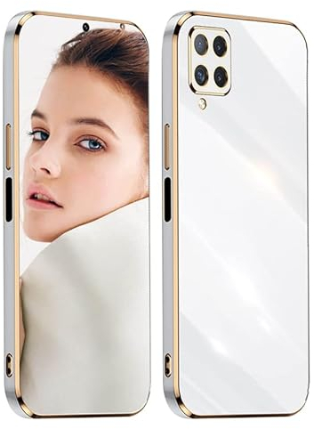 ATISIJIE Hülle für Samsung Galaxy A42 5G Handyhülle Original, Ultradünn Galvanisiertes Weiches Kieselgel Kratzfeste TPU Handyhülle, Einfaches Stilvoll Shiny Schutzhülle Cover Case Weiß