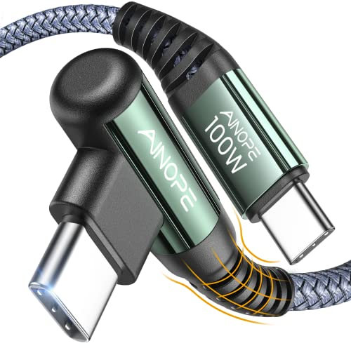 AINOPE 100W USB C auf USB C Kabel 20V/5A PD 3.0 USB-C Schnellladung Ladekabel haltbare Nylon, für Samsung Galaxy S25 Ultra S24 S23 iPad Pro 12.9 Air mini Macbook Pixel Redmi, 2 Stück, 0.5M+0.5M, grau