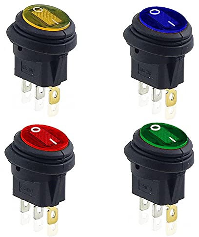 INFRI 1 interruptor de luz cuadrado redondo KCD1 interruptor de encendido y apagado 3 pines lámpara LED redonda (color: amarillo F, tamaño: AC220V)