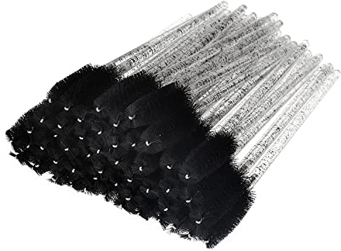 Rofitbest Einweg-Kristall-Augenpinsel, Pinsel Mascara Zauberstäbe, Wimpernmascara-Bürsten, Augenwimpern-Applikator-Pinsel (50PCS, Schwarz)