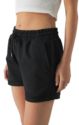 Smith & Solo Kurze Hose Damen - Shorts Sommer Hosen, Laufhose Kurz Sporthose, Trainingshose Sportshorts Women Laufshorts (Anthrazit, S)
