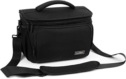 Cwatcun fotocamera borsa fotocamera SLR, borsa fotografica impermeabile per fotocamere reflex per Canon, Nikon, Sony, Fuji piccola DSLR/SLR e obiettivo, Nero, L