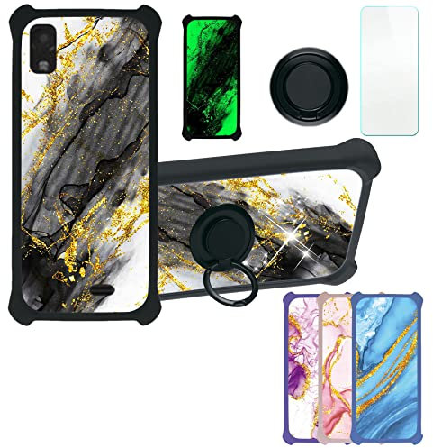 Aroepurt Coque pour QILIVE Smartphone Q10 5 Pouces Coque Compatible avec QILIVE Smartphone Q10 5 Pouces Coque Étui [avec Trempé 9H Protection D'écran] Case Support de Bague PC + Silicone JSH-HDL