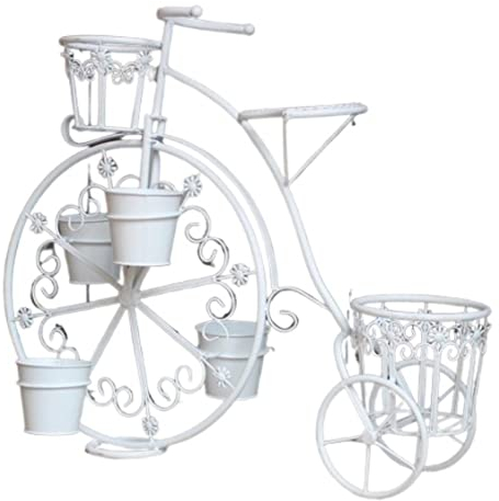 Blumenständer Pflanzenständer Blumentreppe Fahrrad Pflanzenhalter Rack Kreatives Metall Eisen Blumentopfhalter Rack Outdoor Indoor Balkon Terrasse Blumenbank Pflanzenregal Blumenregal (Blue : White,