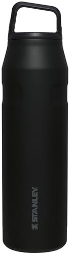 Stanley IceFlow - Botella de agua con tapa y transporte, 36 onzas, tapa giratoria de boca ancha, ligera y a prueba de fugas para viajes y deportes, acero inoxidable aislado, sin BPA, color negro