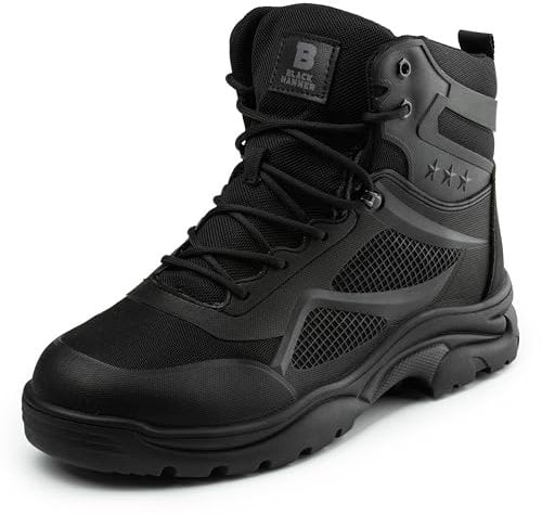 Black Hammer Men's Safety Boots Steel Toe Cap Midsole Protection Lightweight Water-Resistant Ideal for Trade Warehouse Hiker Work Professional Shoes Pro-Tech S3 SRC (8 UK)