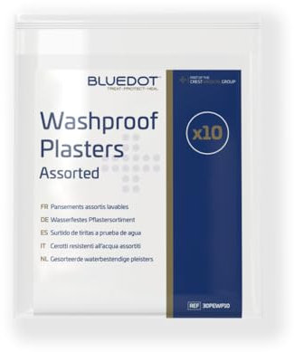 Blue Dot Assorted Washproof Plasters 10-Piece