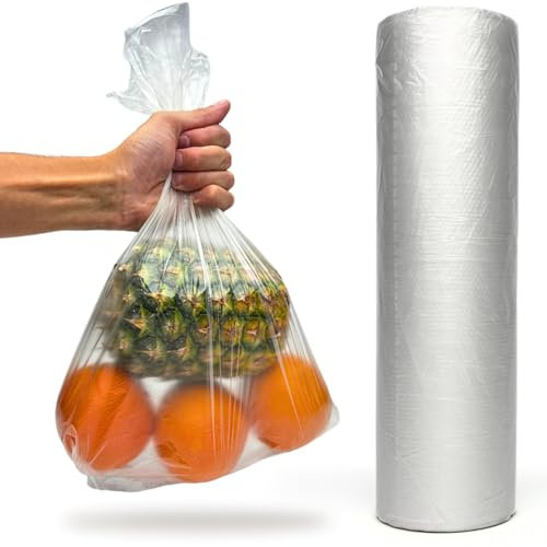 Clear Plastic Food Bags On a Roll - 500 Pack, 9 x 14 x 18, Fruit Vegetable Nuts Sandwich Storage, Freezer Bag, Disposable Reusable
