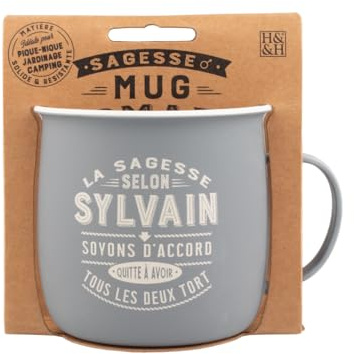 Mug Nomade - Mug à thé et café personnalisé Sylvain - Cadeau pour Homme, Couleurs Pastel (Rose, Bleu, Vert, Jaune)