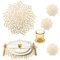 Gold Charger Plates Set of 16 Gold Table Placemats & 16 Pcs Coasters Place Mats Wipeable Christmas Holiday Vinyl Round Placemats Wedding Kitchen Dinner Farmhouse Dining Table Setting Decor