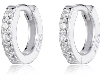 Creolen Ohrringe Silber 925 für Damen Zirkonia Klein Creolen Hypoallergen Ohrringe Kreolen 6mm