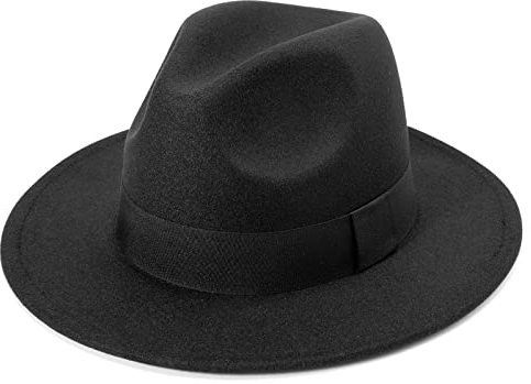 DRESHOW Fedora-Hut mit breiter Krempe für Damen Gürtelschnalle Retro-Panama-Schlapphut