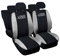 Susy Shop Coprisedili Auto Compatibili Per Grande Punto, 3 e 5 porte, Made in Italy, Set Fodere Anteriori e Posteriori, Con Logo Ricamato (Versione 3 Porte, Nero/Grigio Chiaro)