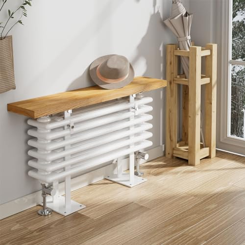 EMKE Design Heizkörper mit Ablage 850x480mm, 2-in-1 Heizkörper Seitenanschluss Horizontal Doppellagig Weiß 539 Watt