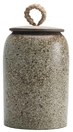 Pantry Storage Containers Tea Caddy Storage Tank Ceramics Sealed Jar Hemp Rope Handle Tea Can Decorative Jar Tea Container Tea Tins Candy Jars Ceramic Containers for Tea, Coffee, Flour, Sugar, ( Color