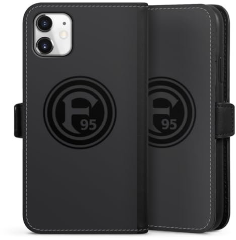 Klapphülle kompatibel mit Apple iPhone 11 Handyhülle aus Kunst Leder schwarz Flip Case F95 Fortuna Düsseldorf Fußball