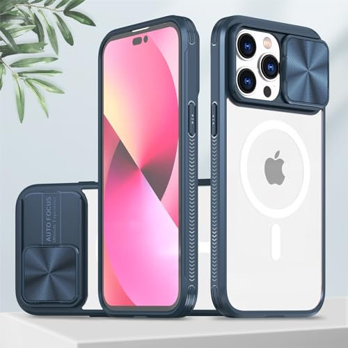 Emlivi Funda para iPhone 13 Pro Max con Mag-Safe, protector de cámara TPU protección militar resistente a los golpes, funda transparente antideslizante, funda fina magnética para iPhone 13 Pro Max,