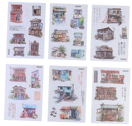 KONTONTY 10 Sets Washi-klebeband-aufkleber Mit Japanischem Gebäude-thema Für Sammelalben Einfach Aufzukleben Für Bastelplaner Tagebuch Dekoration