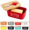 European Porcelain Butter Dish with Wooden Lid Silicone Seal, Perfect for Nuts, Cheese, 650ml