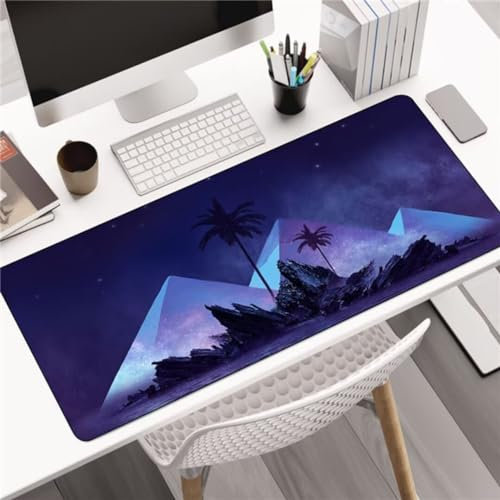 XXL Gaming Mauspad 1200x600x3mm Erweiterte Groß Mousepad Schreibtisch Pad, genähte Kanten Mauspad, langlebig,Rutschfester Gummiboden, Widerstandsfähig für PC Gamer Büro Nachtansicht Der Pyramiden