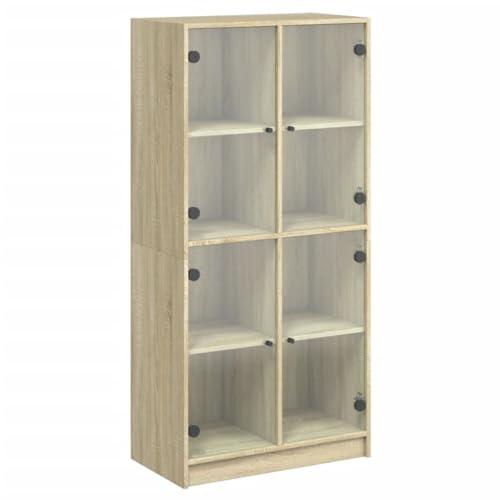 vidaXL Highboard, Beistellschrank mit Türen, Sideboard Kommode Anrichte 8 Fächer, Bücherregal Schrank, Sonoma-Eiche 68x37x142cm Holzwerkstoff