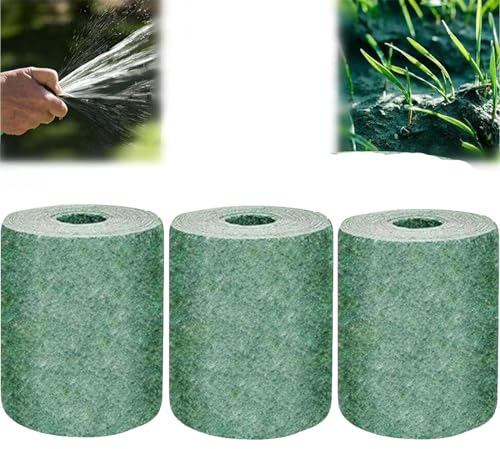Biologisch abbaubare Grassetzlingmatte, Graswachstumsmatte, biologisch abbaubare Grassamenmattenrollen, hilft Pflanzenwachstum und Keimung, Pflanzmatte, Wärmeisolierung, feuchtigkeitsspendend (3 Stück