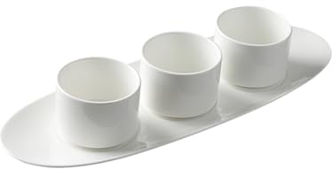 XUJUAN-0227 Salad Bowl Pure White Three Consecutive Plates Snack Bowl Pre-Dinner Small Dish Plate Cold Dish Plate Rectangular Specialty Tableware Snack Bowl