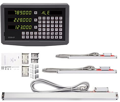 Digitalanzeige Metall 3-Achsen-DRO-Kits Digitalanzeige mit Linearskalen-Encoder-Sensor 70-1020 mm for Drehbank-Fräsbohren für DRO-Fräsmaschine(Color:KA3 KA5 KA5 SDS6-3V)