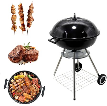 MBBTAG Kugelgrill Holzkohle, Holzkohlegrill Mit Deckel, Kleiner Grill, Mit Rädern Für Einfaches Bewegen, Holzkohle Grill, Holzkohlegrills, Für Grill, Außenbereich, Garten, Camping Und Picknick(43.5x70