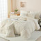 Boqingzhu Plüsch Bettwäsche 155x220cm Creme Weiß Kuschelig Flauschig Warm Winter Flanell Fleece Bettwäsche Set Kaninchen Kunstfell Bettbezug mit Reißverschluss und Kissenbezug 80x80cm
