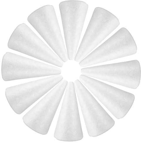 Happyyami Weiße Feste Zapfen 12 Stück Schaumstoffkegel Zum Basteln 11CM Handgefertigte Zwergenkegel Diy- Für Weihnachtsbaumgesteck Weihnachtsdekoration