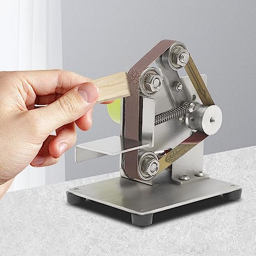 150W Mini Bandschleifer, Elektrischer Bandschleifer, Poliermaschine mit 10 Schleifbänder, 7 Geschwindigkeiten Einstellbar Polierer, 45° Einstellbarer Winkel, Maximale Geschwindigkeit 10000 r/min