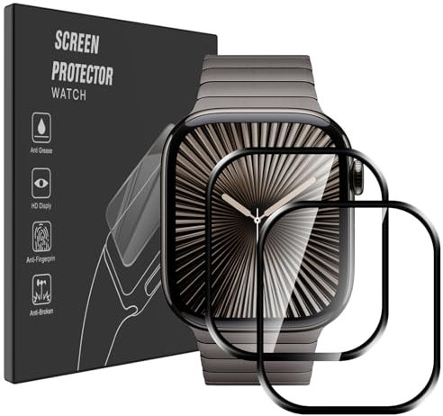 AOKUMA Apple Watch Series 10/X Ultra 49mm Protector de pantalla [no vidrio templado], película protectora de borde curvo 3D premium, cobertura de pantalla completa de borde a borde, antiarañazos