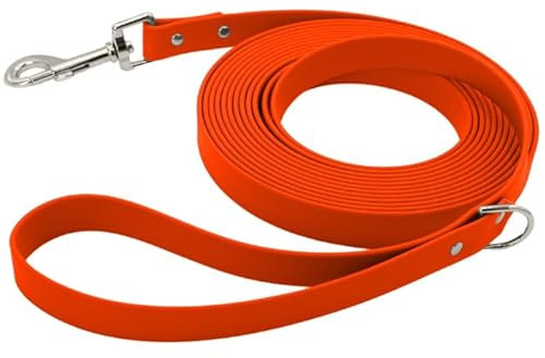 Petbo 10m Schleppleine mit Handschlaufe | Extra Bequeme 19mm Breite für mittelgroße & große Hunde | weich + leicht zu säubern | Hundeleine mit 10 Meter Länge (Orange - Gurtband)