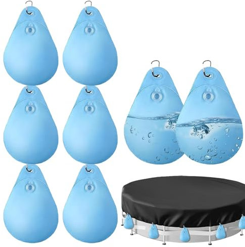 8X Borse per piscina - Borse per l'acqua per piscina, Borse per l'acqua per piscina | Copertura invernale per piscina antigelo realizzata in PVC spesso con chiusura a gancio, robusta chiusura impermea