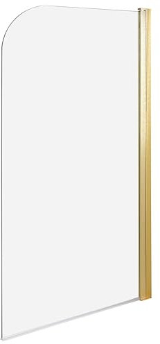 Mampara de ducha minimalista de vidrio templado transparente ajustable dorado 140 x 80 cm Lapan