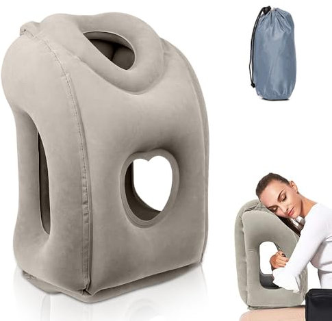 Riisoyu Aufblasbare Nackenkissen Flugzeug Reise, Inflatable Travel Pillow Tragbare Reisekissen Faltbar Tragbar Komfortabel Travel Pillow Unterstützt Kopf und Kinn für Züge, Autos, Büro, Haus, Camping