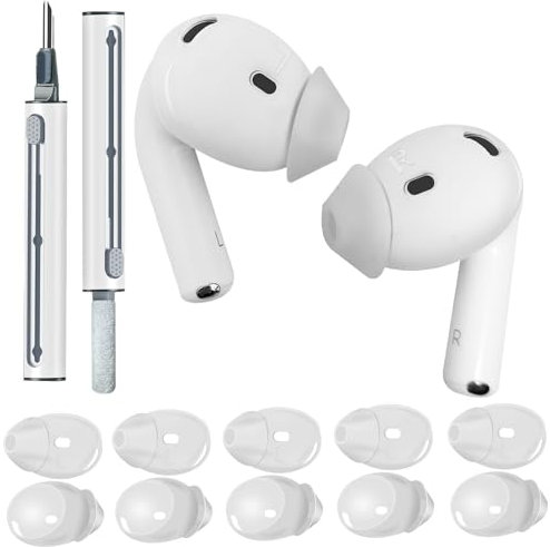 5 Paar Ohrpolster für AirPods 4, Silikon-Ohrhörerabdeckungen kompatibel mit Apple AirPods 4,Anti-Rutsch-Ohrpolster für AirPods 4 [Inklusive Reinigungsstift] (Löschen)