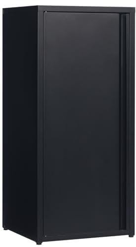 HollyHOME Metall-Aufbewahrungsschrank, Flur-Seitenschrank mit Einer Tür, Büro-Aufbewahrungseinheit mit Magnetverschluss, Aktenschränke mit verstellbaren Regalen für das Wohnzimmer,Schwarz