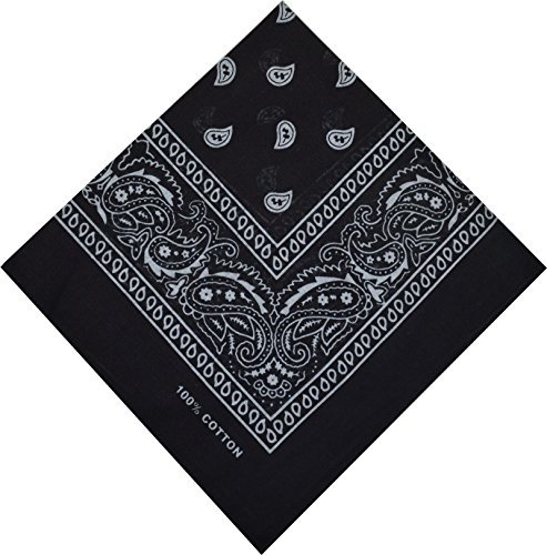 Bandana Halstuch Biker Nikki Tuch Schal Paisley Kopftuch 100% Baumwolle (Schwarz, 6er)