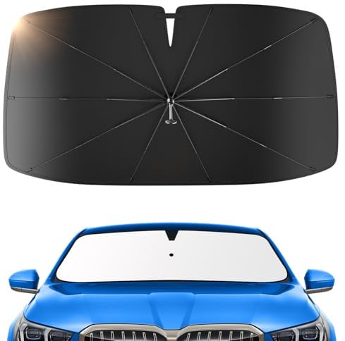 Protector Solar para Parabrisas de Auto – Actualización 2025, 360° Giratorio, Plegable, UPF 50+ Protección UV & Aislamiento Térmico, Fácil de Almacenar, Compatible con la mayoría de Autos y SUVs