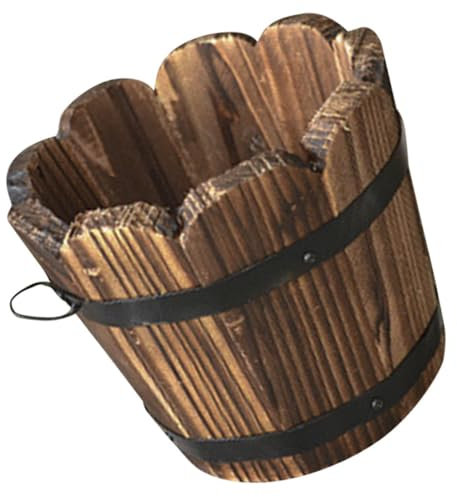 Holz Fass Blumentopf Braun, Robust und Kratzfest für Gemüse und Blumen