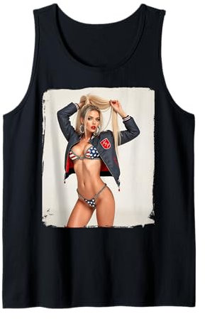 Chemise Pinup Drapeau Américain - Pinup Girl avec bikini drapeau américain Débardeur