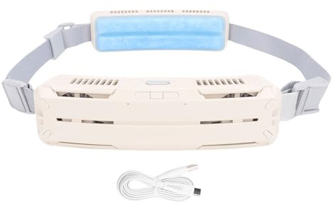 WOHPNLE Wearable Waist Fan, Portable Belt Fan Strong Wind Belt Air Conditioner with Rechargeable Battery for Outdoor Work, Construction, Summer Travel (black) (white)