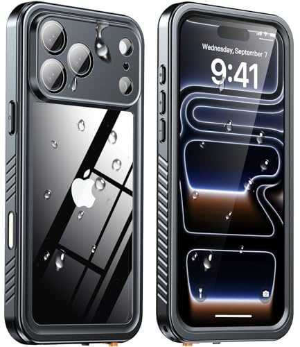 ANTSHARE for iPhone 17 Pro Max Case, IP68 Waterproof Case with [Built-in Screen & Camera Protector] 360 Full Body Sealed Protective 12FT Military Shockproof Cover for iPhone 17 Pro Max 6.9” - Black