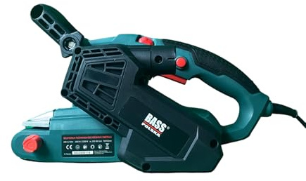 Bass Polska Ponceuse à bande 2200 W, 76 x 533 mm, vitesse de bande 380 m/min, avec aspiration de poussière pour bois et métal
