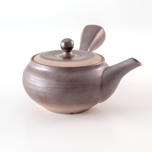 Asayu Japan Kyusu Teekanne - Handgefertigt in Japan (Tokoname Yaki), Traditionelle Seitengriffkanne für Grüntee & Teezeremonie (Kurofuki 280ml)